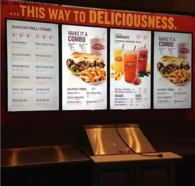 

27Inch High Quality Aluminum Advertising Menu Board for Cafe and Restaurant Menu Order Android System for Food Cafe Businesses