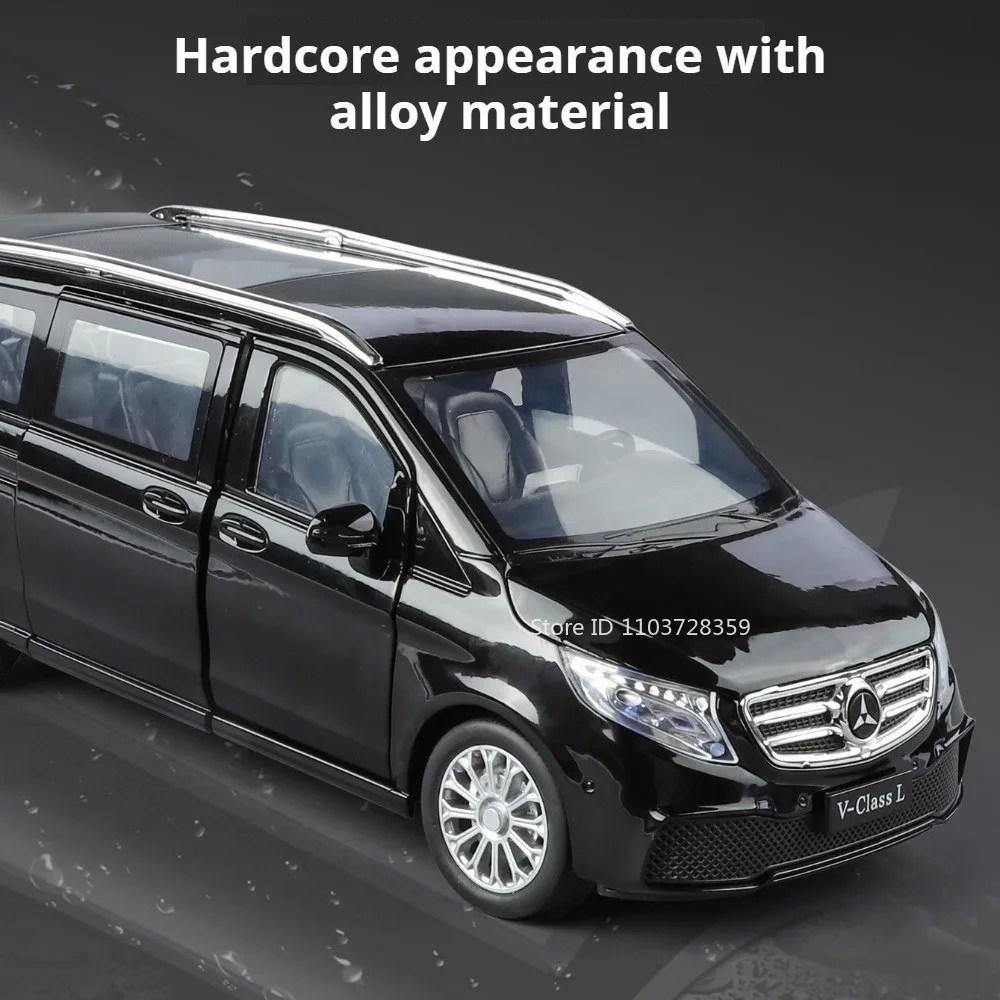 1:24 V260L لعبة مجسمة MPV سيارات سبيكة دييكاست امتصاص الصدمات التراجع الأبواب مفتوحة محاكاة المركبات للأطفال هدايا عيد الميلاد