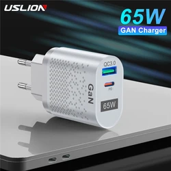 USLION GaN USB Charger Type C Fast Charger For iphone 13 Pro Quick Charge QC3.0 PD USB C Charge Adapter For Xiaomi Redmi Note 11