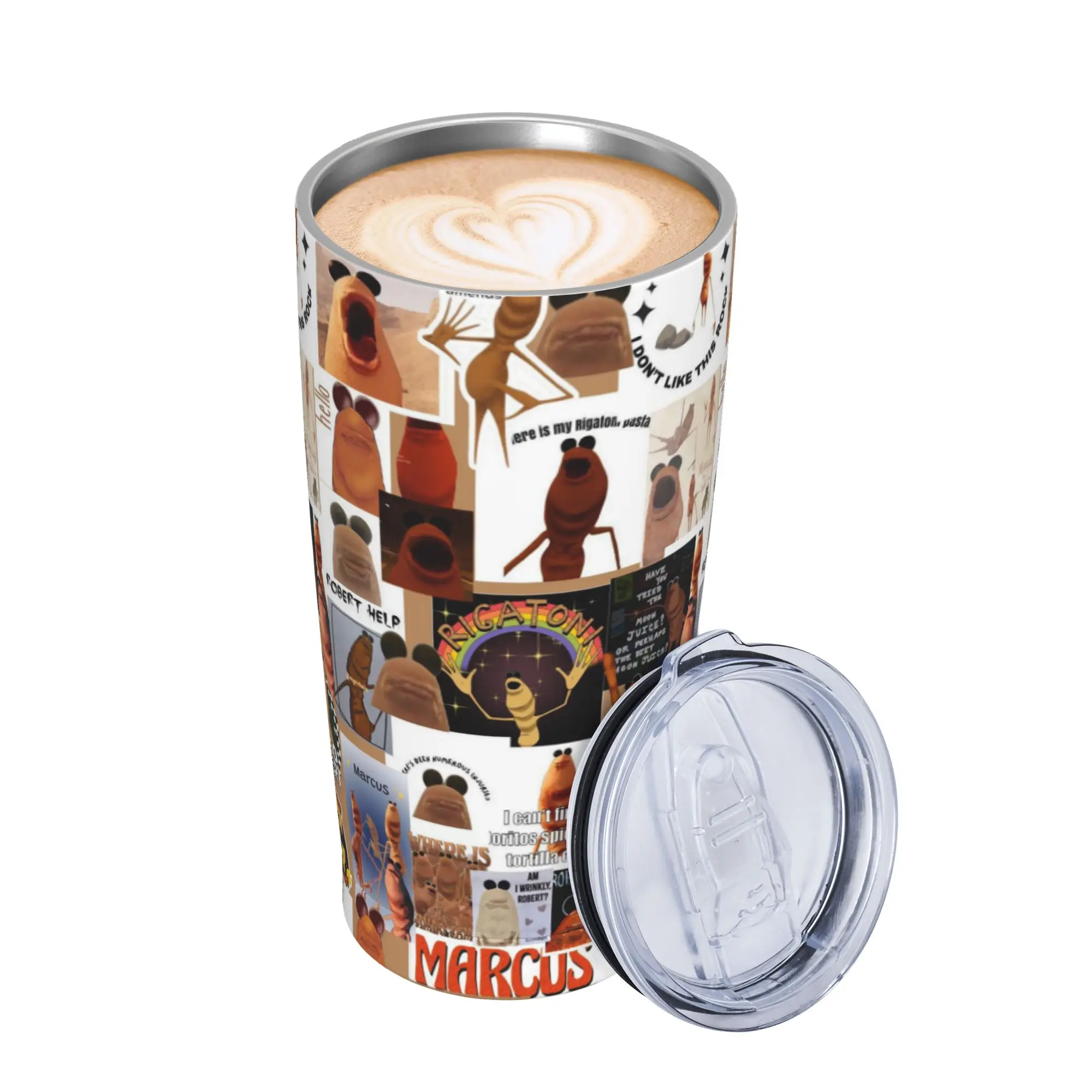 Marcus the Worm Robert Help Tumbler Vacuum Insulated  Coffee Cups Stainless Steel Double Wall Mug Water Bottle 20oz