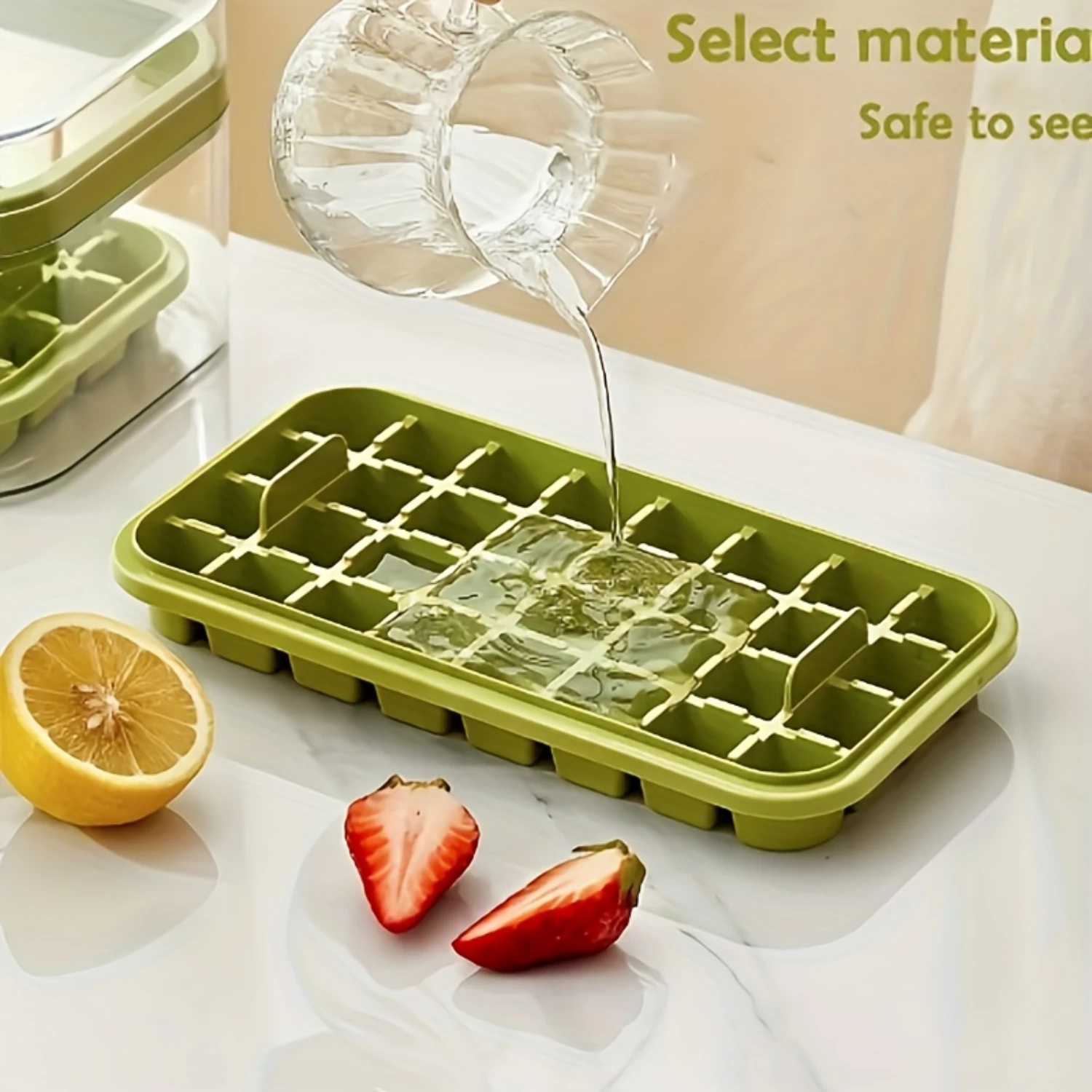 1 個 32 グリッドシリコンアイスキューブ型とトレイセット、簡単にリリースできる省スペース設計、冷凍、ウィスキー、カクテル用 - 食品グレード