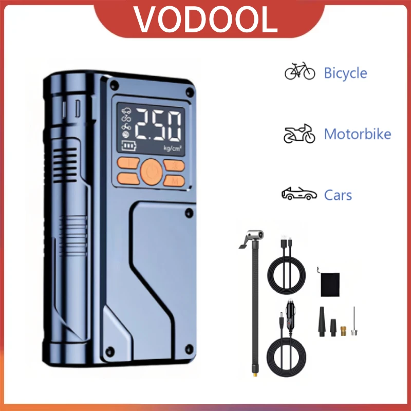 Portable Cordless Tire Inflator Digital Display Electric Air Pump Type-C Rechargeable Handheld Air Compressor for Car Motor Bike