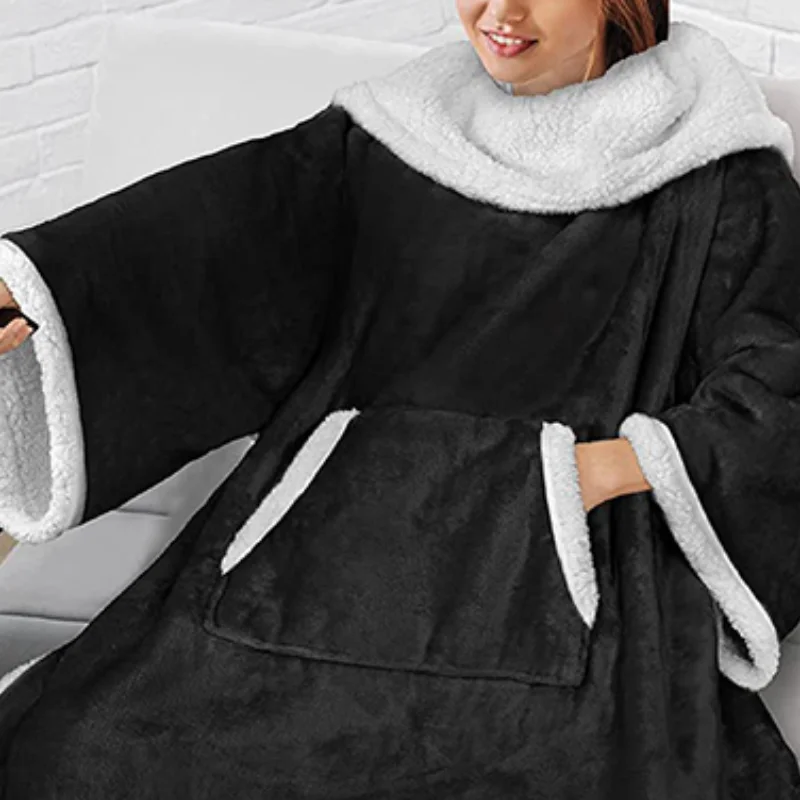 Soft Lamb Wool Lazy Blanket With Wearable Sofa Blanket Warm And Comfortable Must-have For Winter Home For Watching Tv And Movies