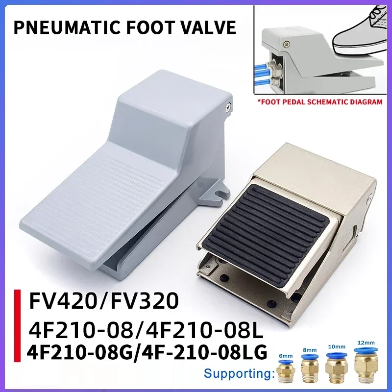 

Efficient Pneumatic Foot Pedal Control Switch: 4F210-08 08L Air Control Valve, FV420 Foot Switch and FV320 Air Cylinder