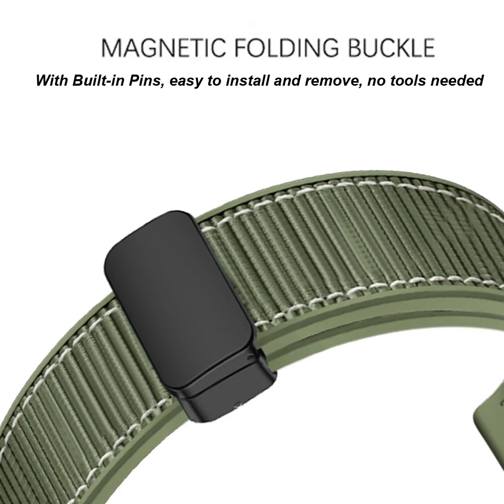 22mm Magnetic Silicone+Woven Strap for Huawei Watch GT5 GT4 46mm Band Watchband Nylon Sports Bracelet For Huawei GT 5 46 Correa