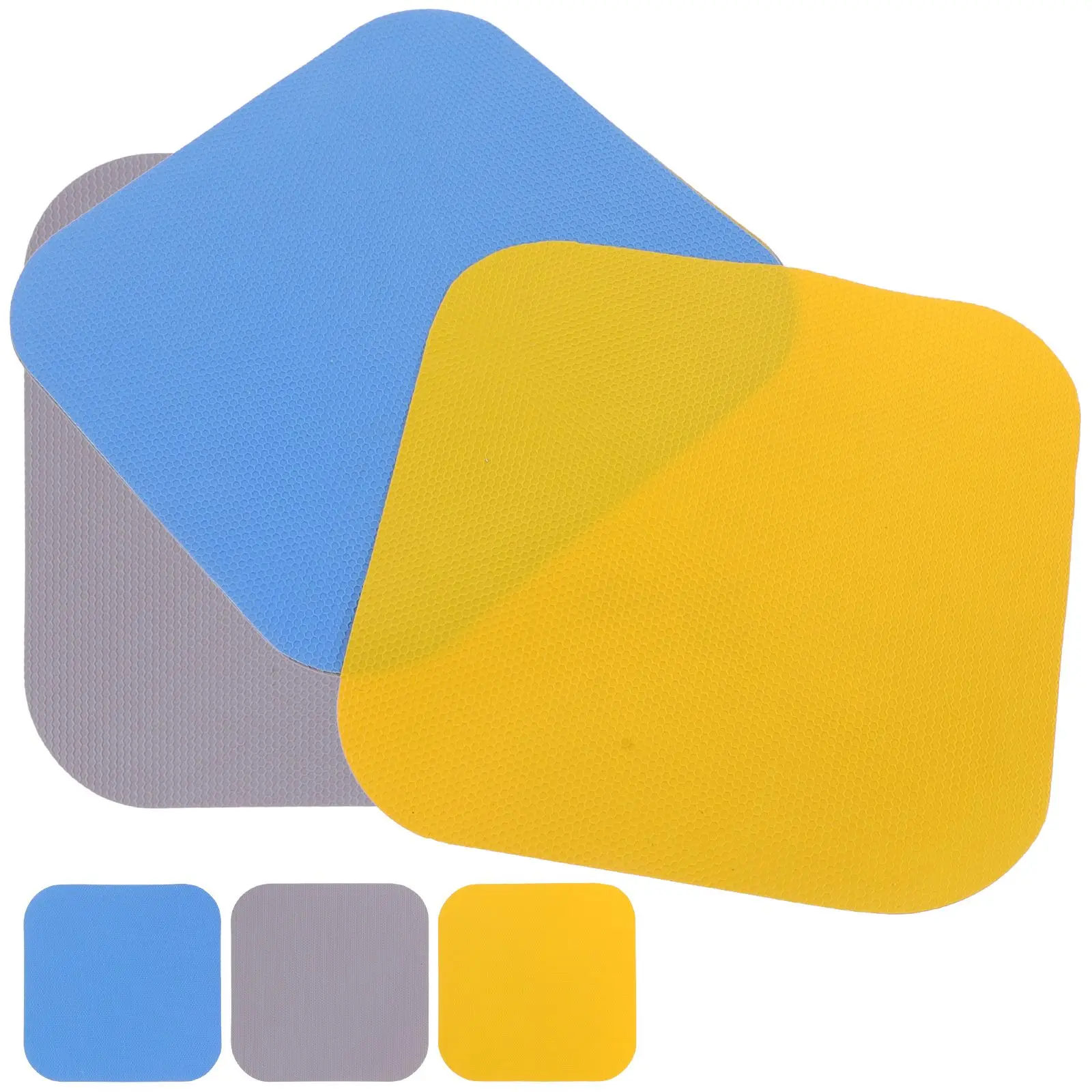 

6 Pcs Rubber Jar Opener Gripper Pad Non Skid Square Gray Blue Yellow 2 Pcs Each Bottle Lid Grips Kitchen Gadget