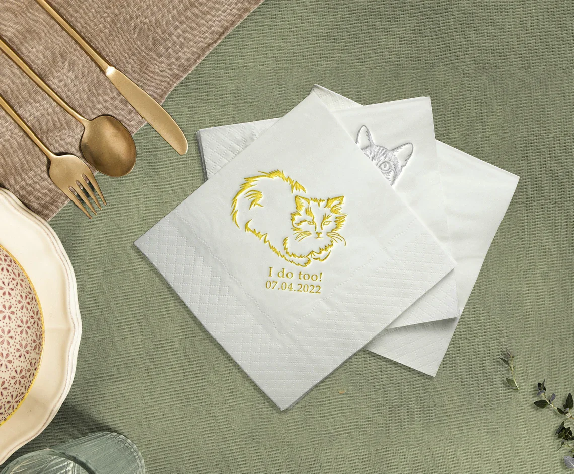 25PCS Custom PET Cocktail Napkins, Dog Napkins, Puppy Napkins, Cat Napkins, Kitten Napkins