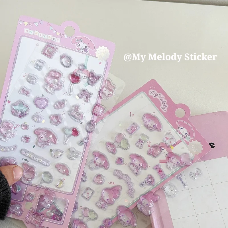 Sanrio Anime Cartoon My Melody 3D Jelly Stickers Cute Pen Camera Laptop Tablet PC Phone Cup Diary Suitcase Decoration Sticker