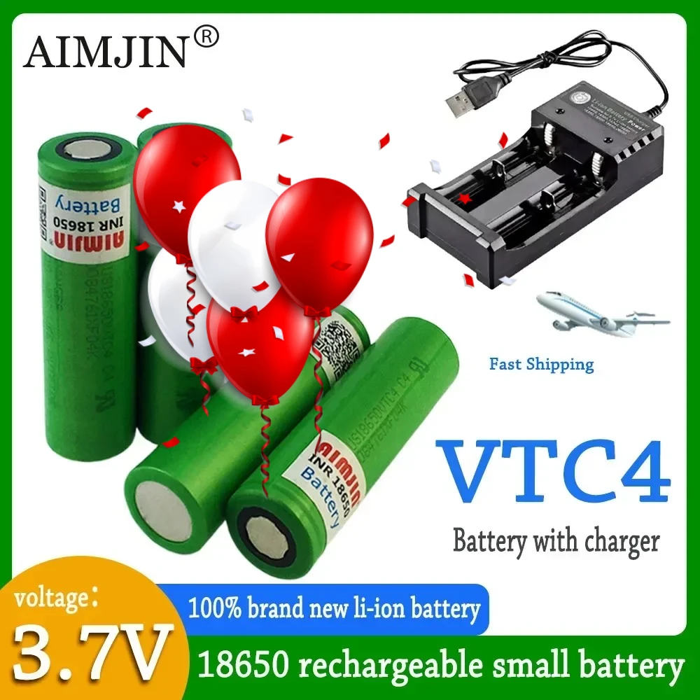 

3.6V 18650 VTC4 With USB Charger 2100mAh Rechargeable Battery , Suitable For Our 18650 Toys, Tools, Flashlight Batteries, Etc