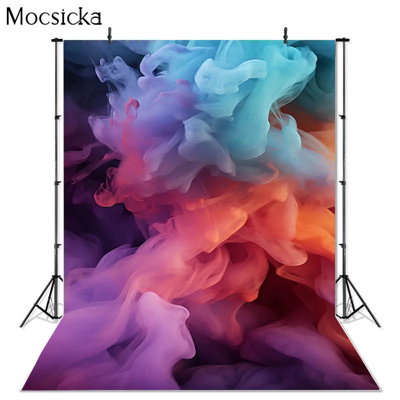 Mocsicka Colorful Soft Smoke Backdrop Photography Adult Maternity Portrait Photo Background Abstract Texture Studio Photo Prop