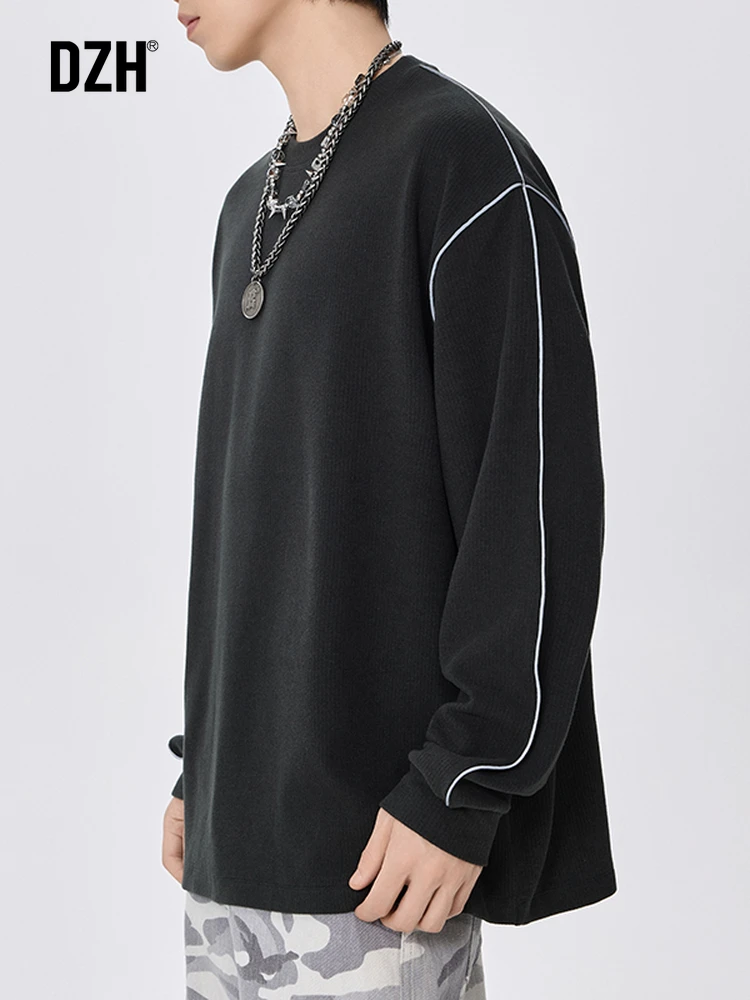 

Men's Bla Long Sve T-irt round Ne Base Layer irt Inner Wear Oversize American High Street Sle Breathable Youth F...