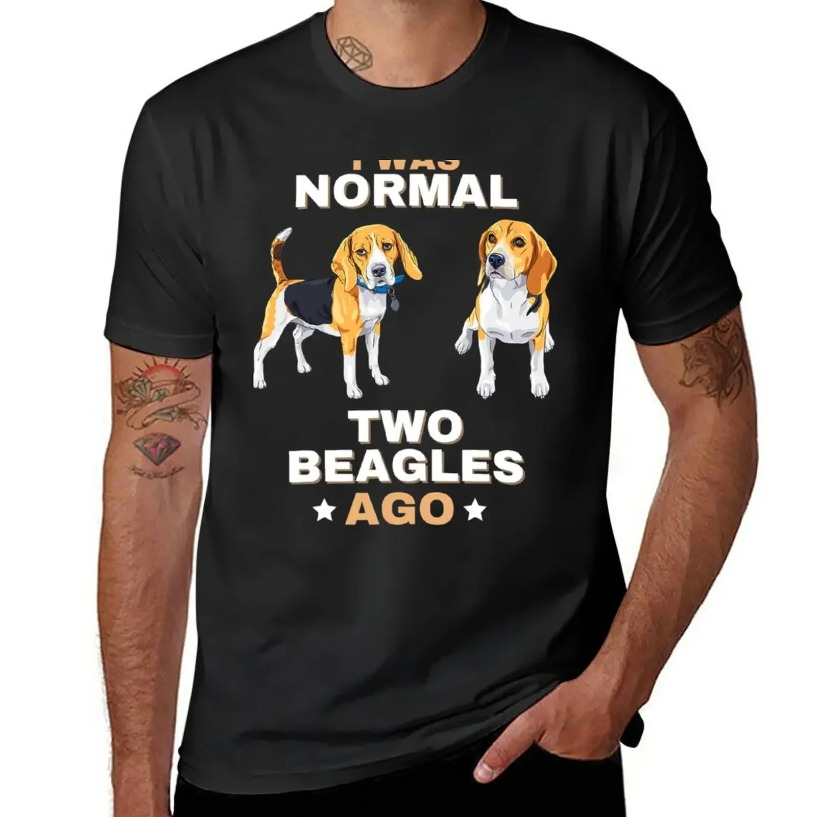 I Was Normal Two Beagles Ago Funny Dog Lover and Owner T-Shirt summer top blacks plain t shirts men