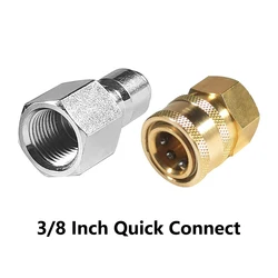 Pressure Washer Adapter 3/8 Inch Quick Connect Kit Brass Quick Plug to 3/8 Female for Most Pressure Washer Equipment 5000 PSI
