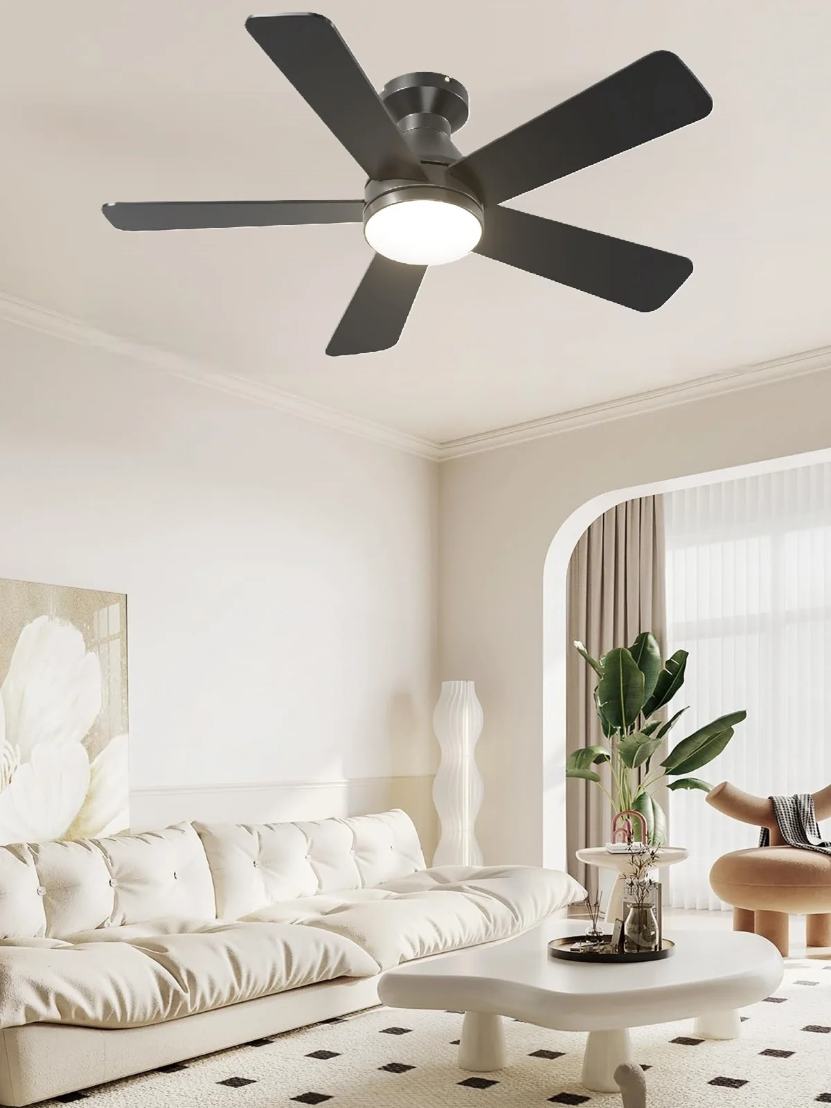 IRALAN LED-Deckenleuchter mit Ventilator, 6-stufiger Windregulierung, Fernbedienung, stufenlos dimmbarer Deckenventilator für Schlafzimmer und Wohnzimmer