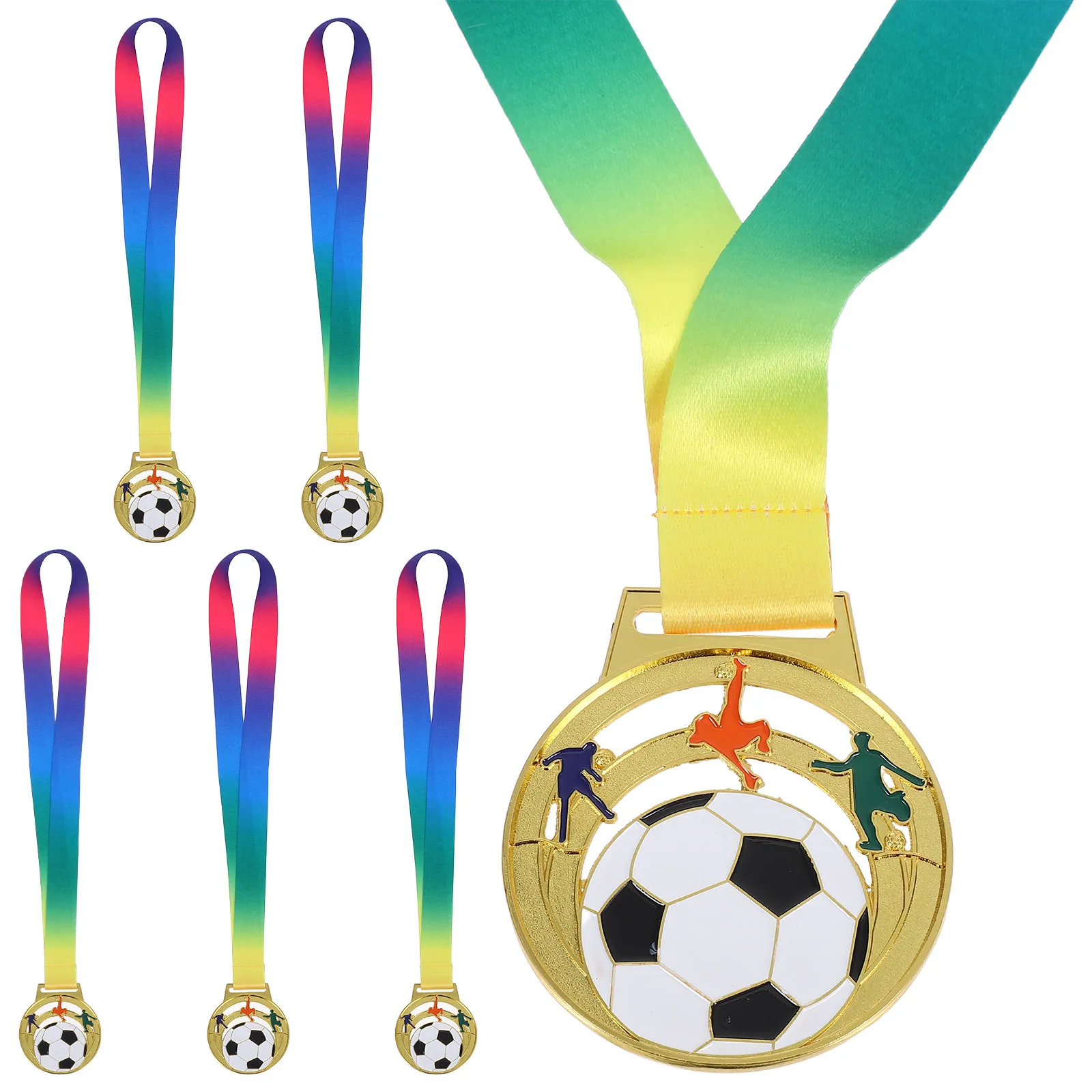 6Pcs Hollow-Out Football Award Medals Long-Lasting Zinc Alloy Sports Day Kids Soccer Prizes Participation Metal Medals