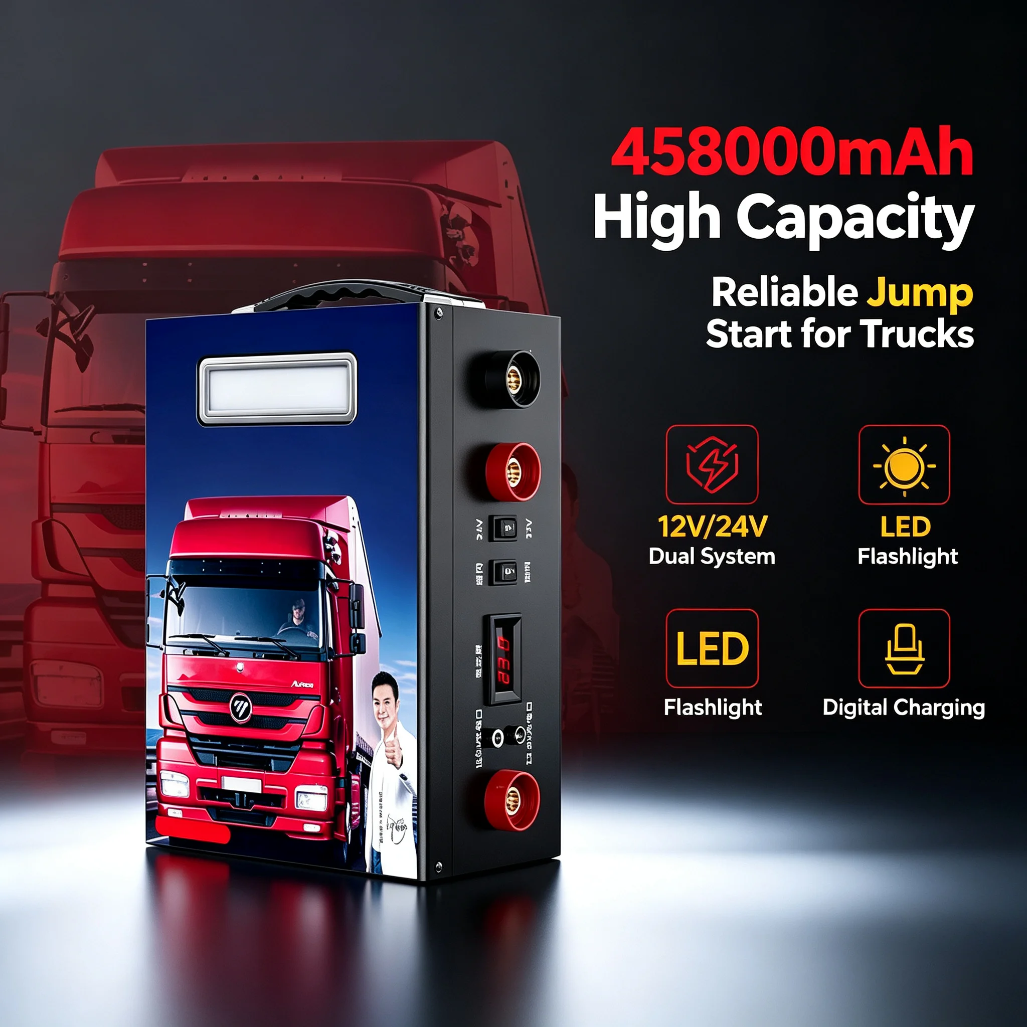 Car Emergency Start Power High Capacity 12V/24V 10000A Super Capacity Large Trucks Auto Battery Charger Power Bank Jump Staring