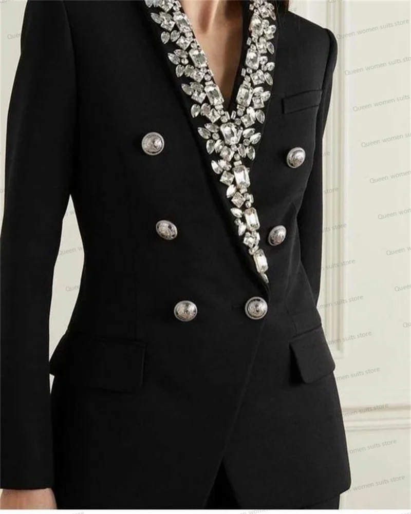 Crystals Wedding Tuxedo Women Suits Blazer 1Pcs Luxury Beads Tailored Jacket Prom Dress Coat Outfit Costumes pour femmes