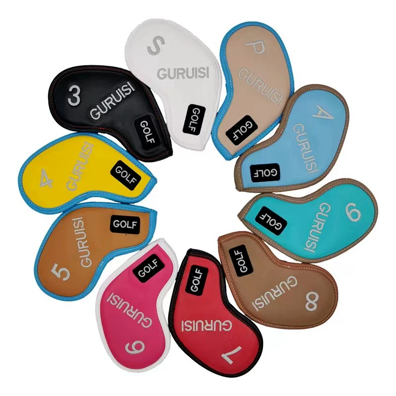 PU Waterproof Golf Iron Head Cover, Magnet Closure, Club Head Cover, High Quality, 3-9SPA