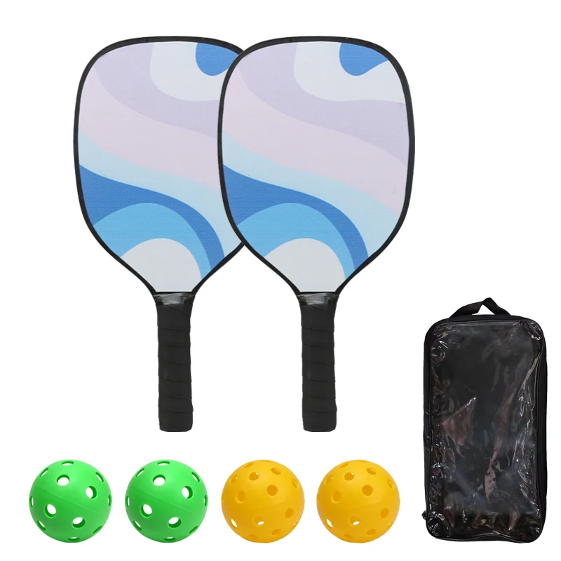 1 Pay racquet with 4 balls Solid wood Pick racket set Pick racket combination Outdoor sports beach racket Training racket