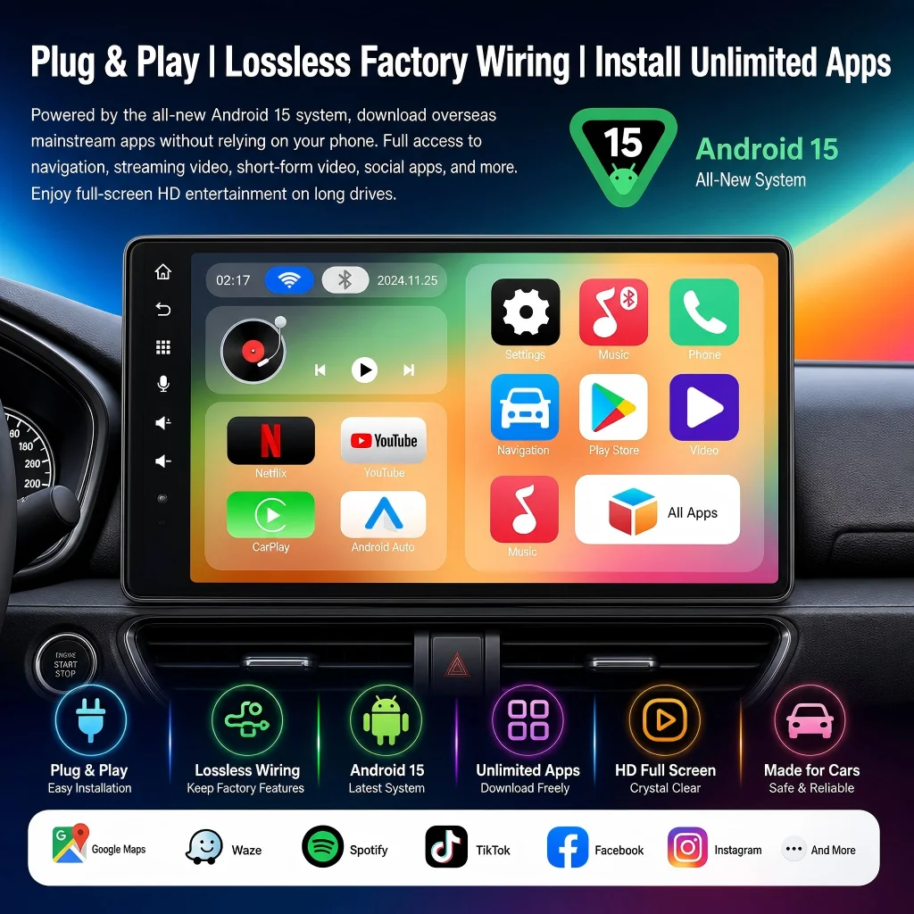 Android 15 CarPlay TV Box Wireless CarPlay Android Auto Adapter Car Multimedia Smart AI Box Support Netflix YouTube Play Store - view 2