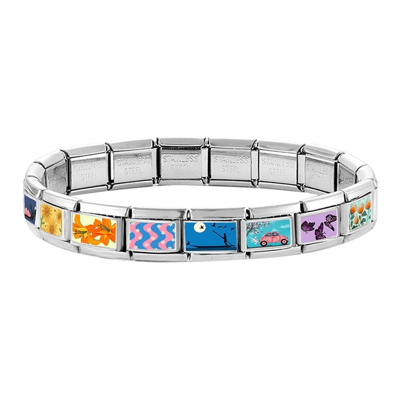 9mm Original Design Dream Transport the Stars Moon Seabeach Ships Stainless Steel Charm Italian Bracelet Link Making DIY Jewelry image 3