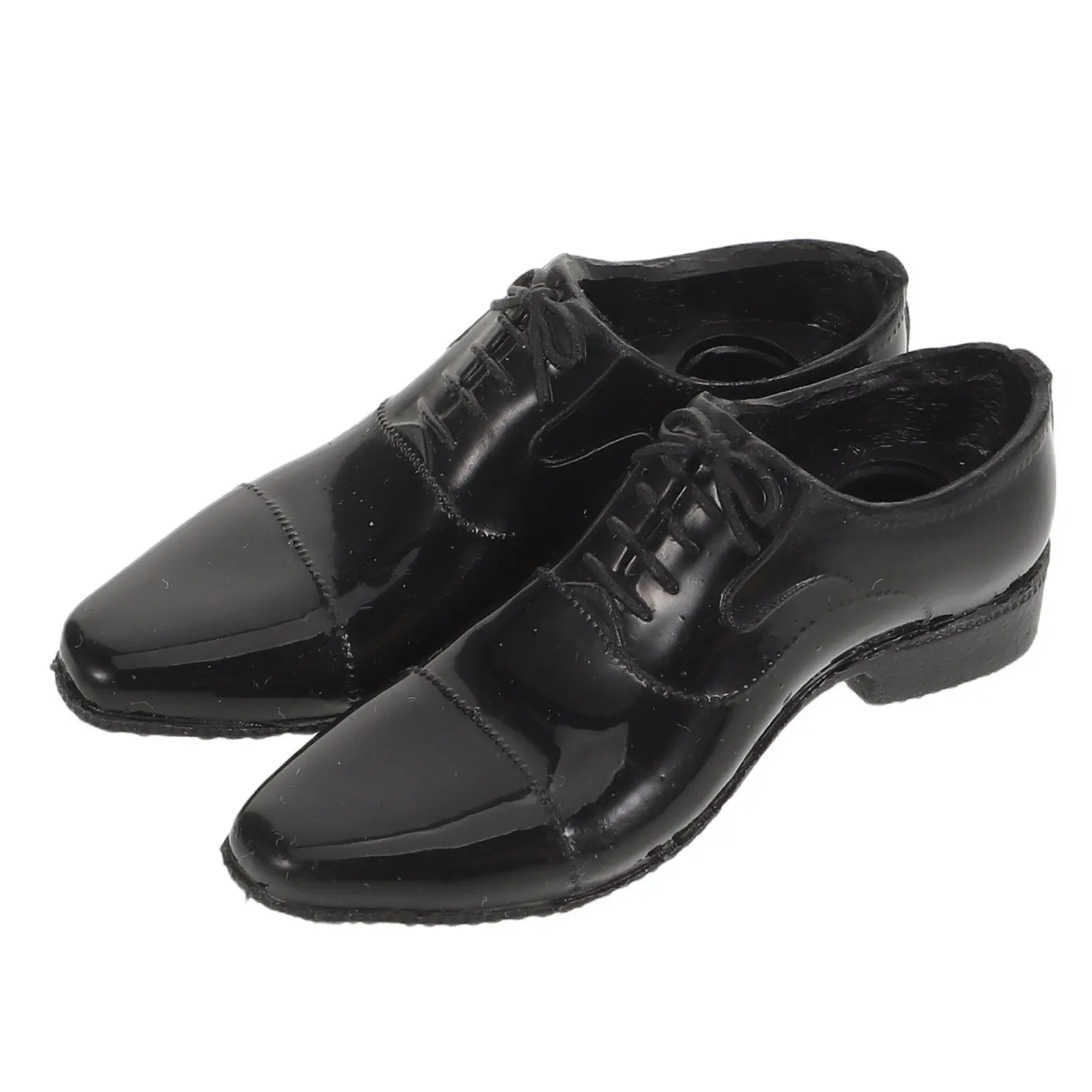 1 Par de Zapatos Negros para Figura de Acción, Inserto Recto, Calzado para Soldado Masculino de 12 Pulgadas, Accesorios para Casa de Muñecas en Miniatura, Escena Militar