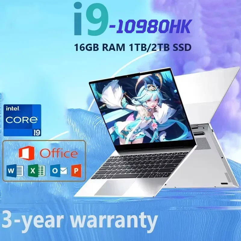 

14.1 Inch Laptop Intel Core i9-10980HK Windows 11 Office NoteBook Study Gaming Computer 16GB RAM 1TB/2TB SSD 1920*1080P Laptop