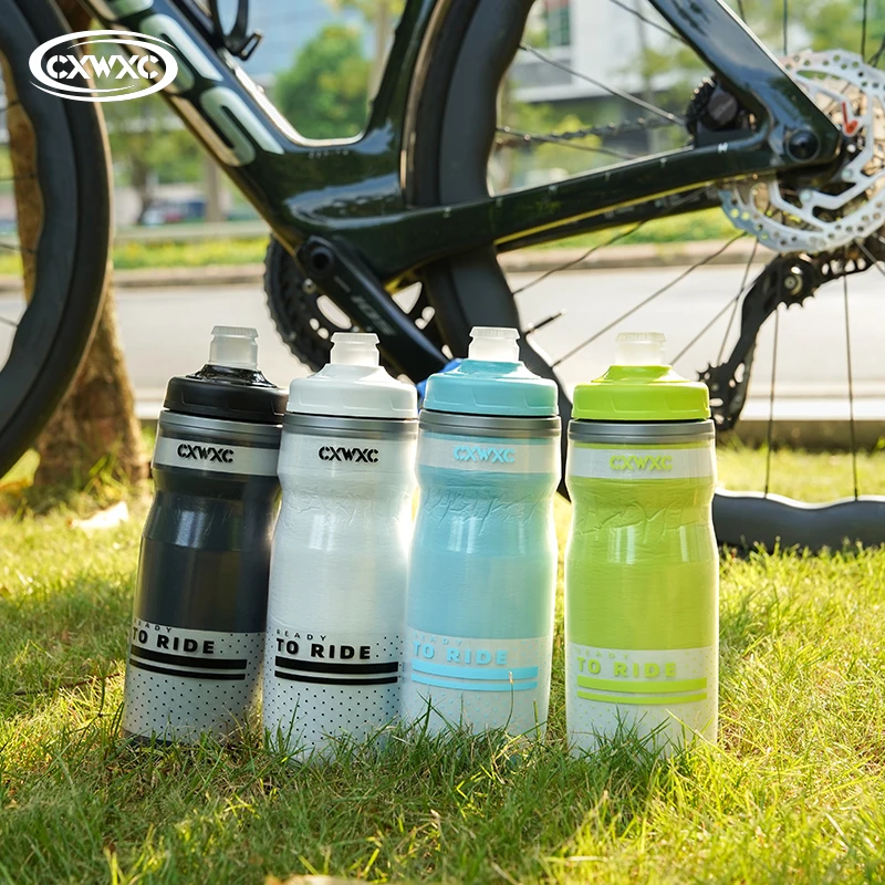 

CXWXC 610ml Bicycle Water Bottle Cold-retaining Insulated Thermal Sports Kettle PP5 Squeeze Reflective Night Cycling Bottle