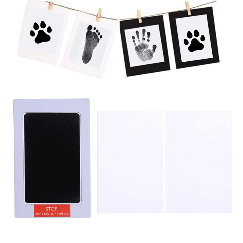 1/2 حزمة الوليد الطفل DIY بها بنفسك اليد بصمة عدة منصات الحبر إطار صور بصمة الصغار تذكارية اكسسوارات آمنة نظيفة استحمام الطفل #3