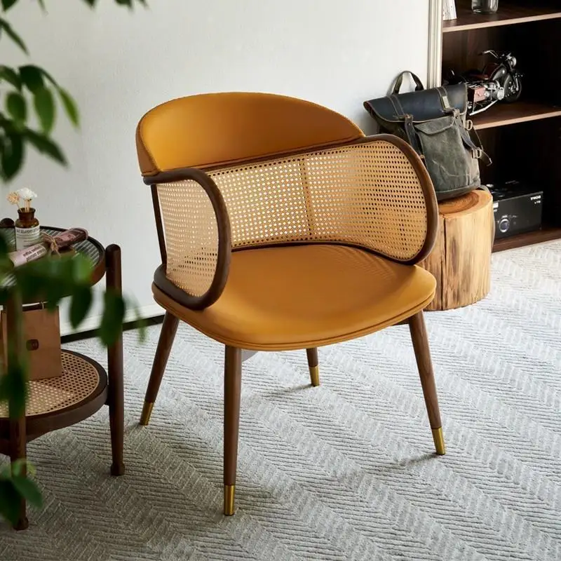 

Rattan sofa single small apartment rattan chair natural rattan weaving living room Japanese balcony large solid wood sofa chair