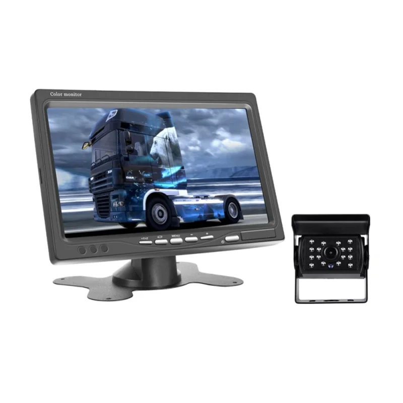 Podofo 7 Zoll Auto-Monitor LCD-Display Rückfahrkamera Wasserdicht 4-Pin IR Nachtsicht-Rückfahrkamera für Bus LKW Wohnmobil Wohnwagen Anhänger