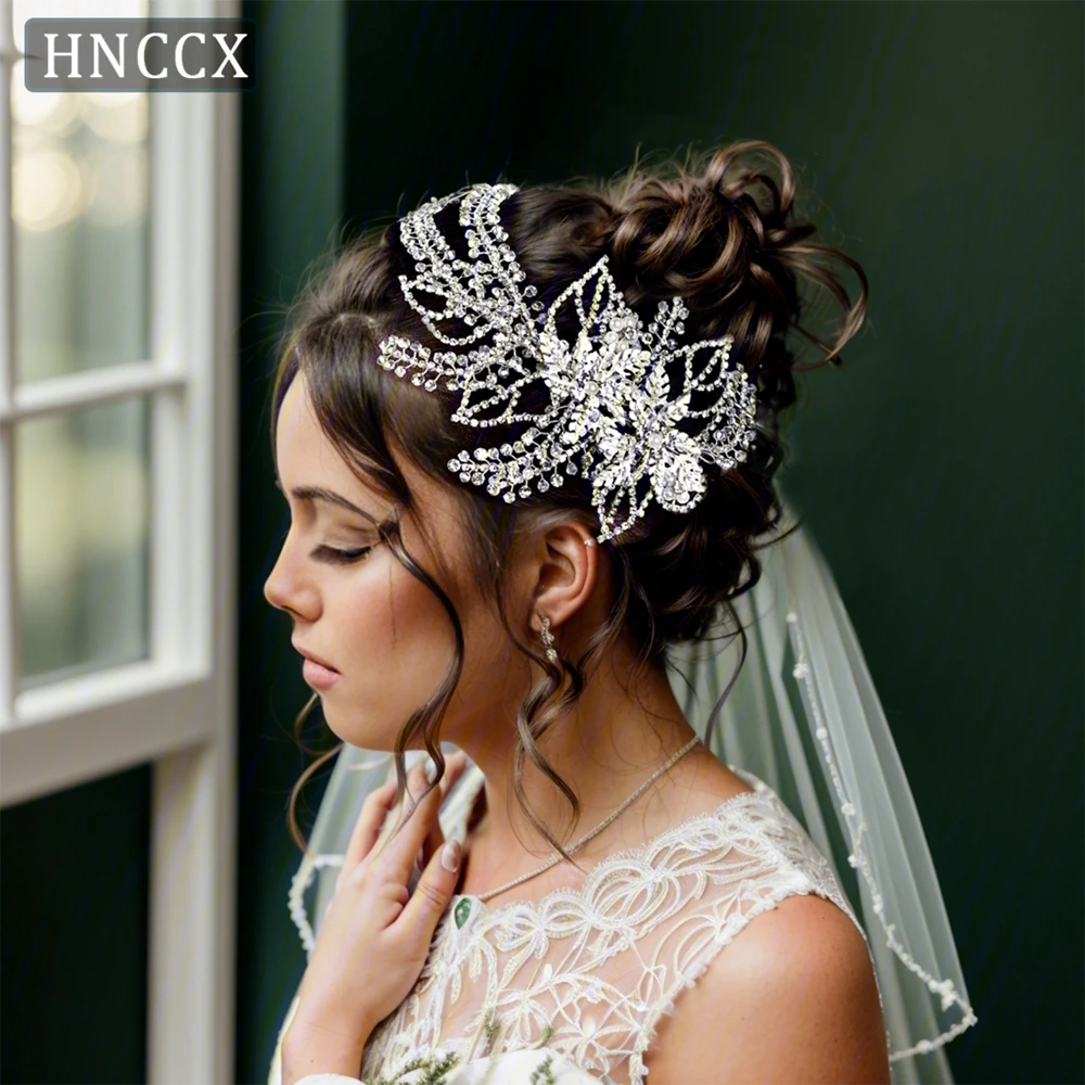 

HNCCX Rhinestone Pearls Hairpin Bridal Jewelry Head Decoration Fashion Bridesmaid Alloy Leaves Hair Piece Woman Headwear CP254