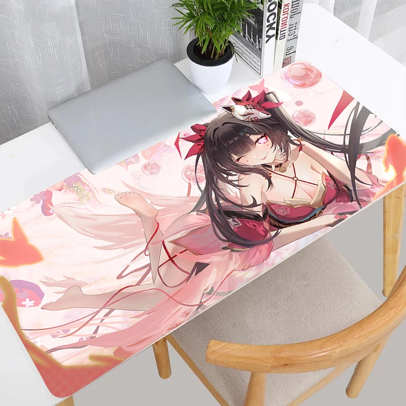 

Mouse Pad Office Laptop Gaming Accessories Mousepad Honkai Star Rail Keyboard Pad PC Pink Anime Girl Sparkle Extended Desk Mat