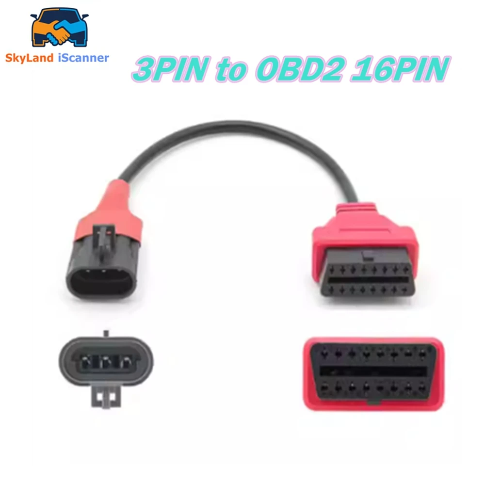 2026 Newest for SYM 3Pin To OBD2 16 Pin Diagnostic Adapter OBD2 Scanner Motorcycle Extension Cable OBD Moto Connector Plug