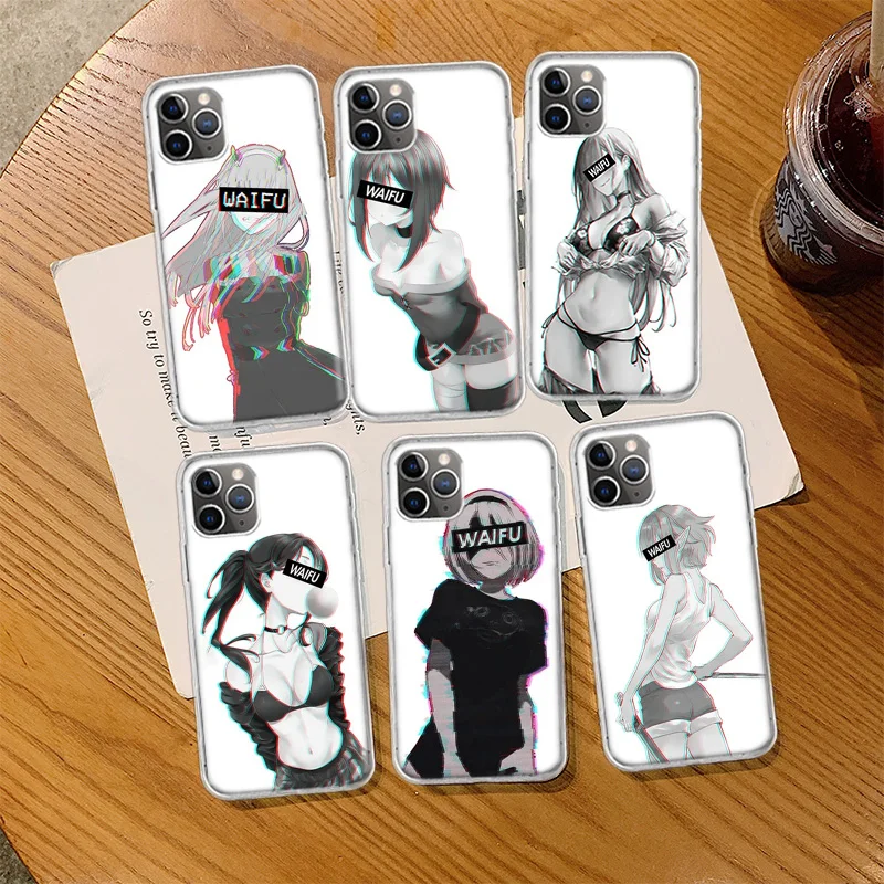 Sugoi Senpai Anime Waifu Sexy Girl Phone Case For Iphone 14 13 15 16 Pro Max Plus Apple 11 12 Mini X XS Max XR Clear Cover Shell