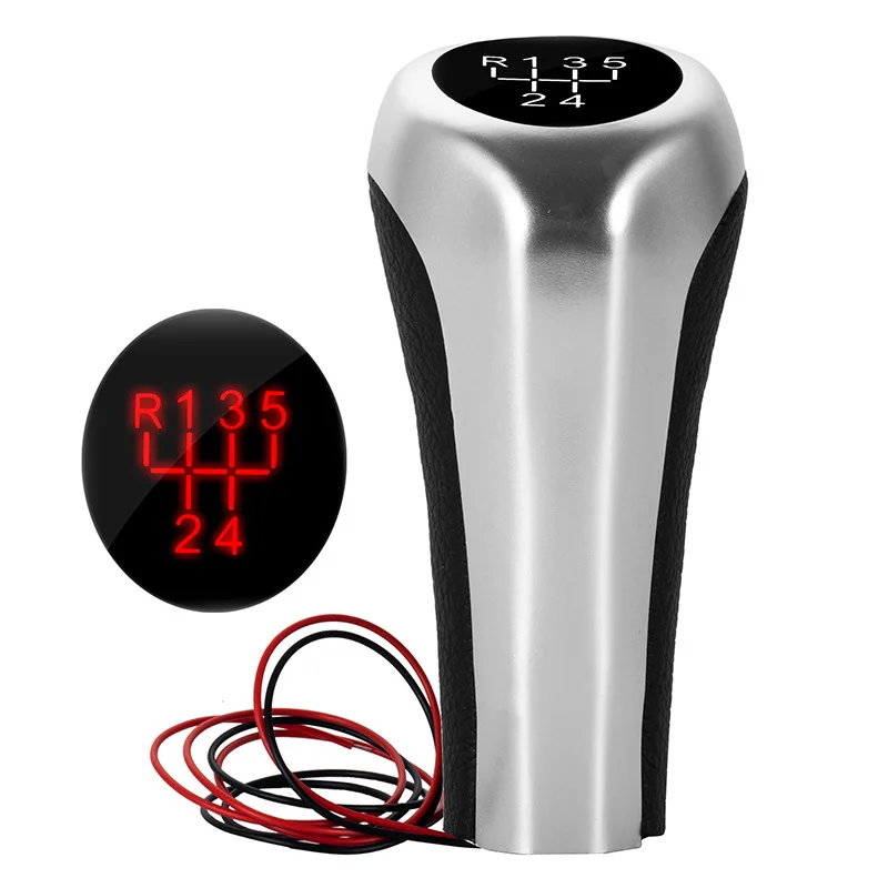 LED Licht 5/6 Speed Auto Pookknop Zilver Koolstofvezel Voor BMW E46 E90 E91 E92 E36 E30 E32 E34 E36 E38 E39 E60 X1 X3 X5