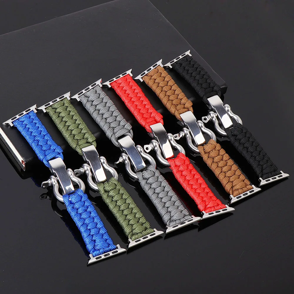 Strap For Apple Watch Band 44mm 40mm 45mm 41mm 42mm 49mm Nylon Braided Outdoor Bracelet iWatch Serie 3 4 5 SE 6 7 8 9 Ultra