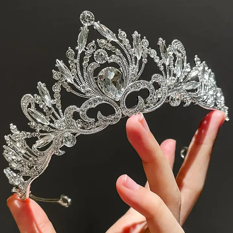 Fashion Silver Crystal Metal Crown Bridal Wedding Headpieces Tiaras Banquet Holidays Party Jewelry Accessories Bridesmaid Gifts