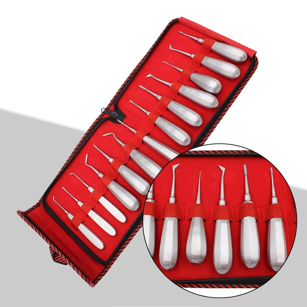 

13 шт., набор стоматологических лифтов, инструменты для извлечения зубов из нержавеющей стали, лифты и щипцы для корневого подъема, комплект для стоматологов