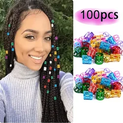 H&STAR 100pcs Gold Silver Dreadlock Hair Rings Adjustable Cuff Clip Hair Braids Dirty Braids Beads Hairpin  Hair Accessories