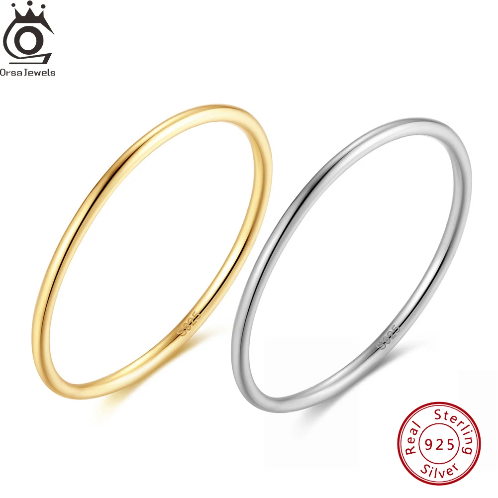 

ORSA JEWELS Minimalism Tiny Finger Rings for Women Men 925 Sterling Silver Dainty Stacking Rings Fashion Simple Jewelry OAPR25