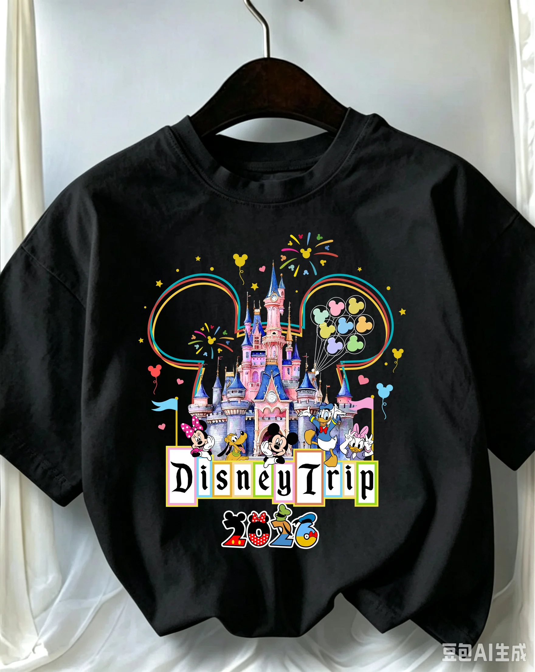 Disney Princess Full Print Kids Girls T Shirt Summer Short Sleeve Trendy Graphic Tee Casual Toddler Outdoor Playwear