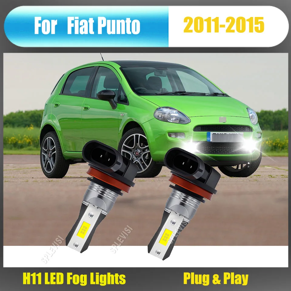 

2Pcs Car Automotive Fog Lights Bulbs - 6000K Diamond White Lighting Effects For Fiat Punto 2011 2012 2013 2014 2015