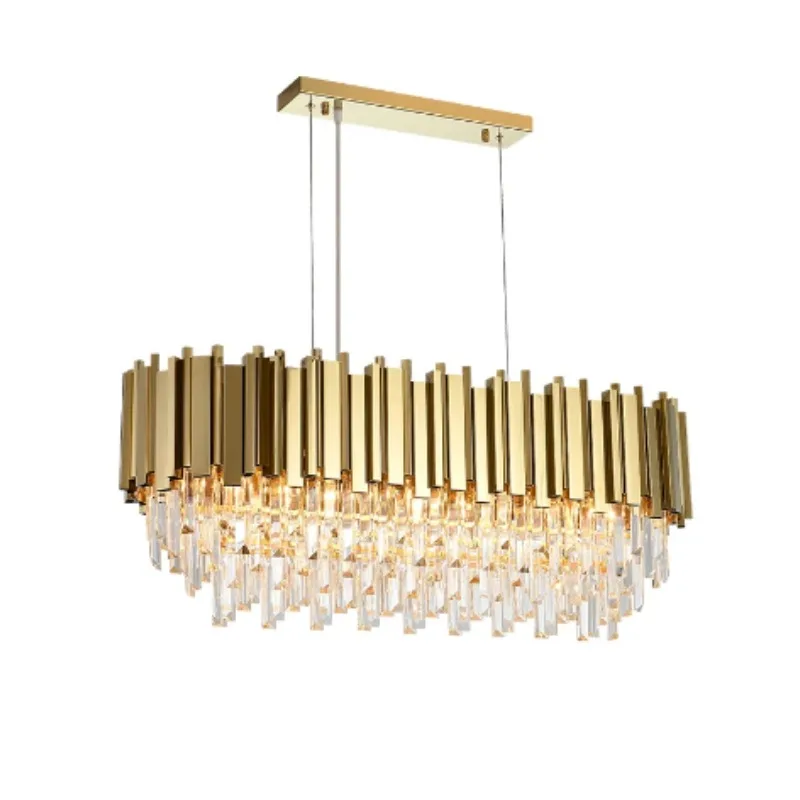 Luxury Light Emitting Diode Golden Crystal Home Hotel Rectangle Crystal Restaurant Dining Table