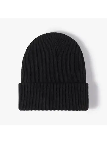 Unisex Black Knit Beanie Hat Warm Plain Skull Cap for Winter Outdoor Fashion Wholesale