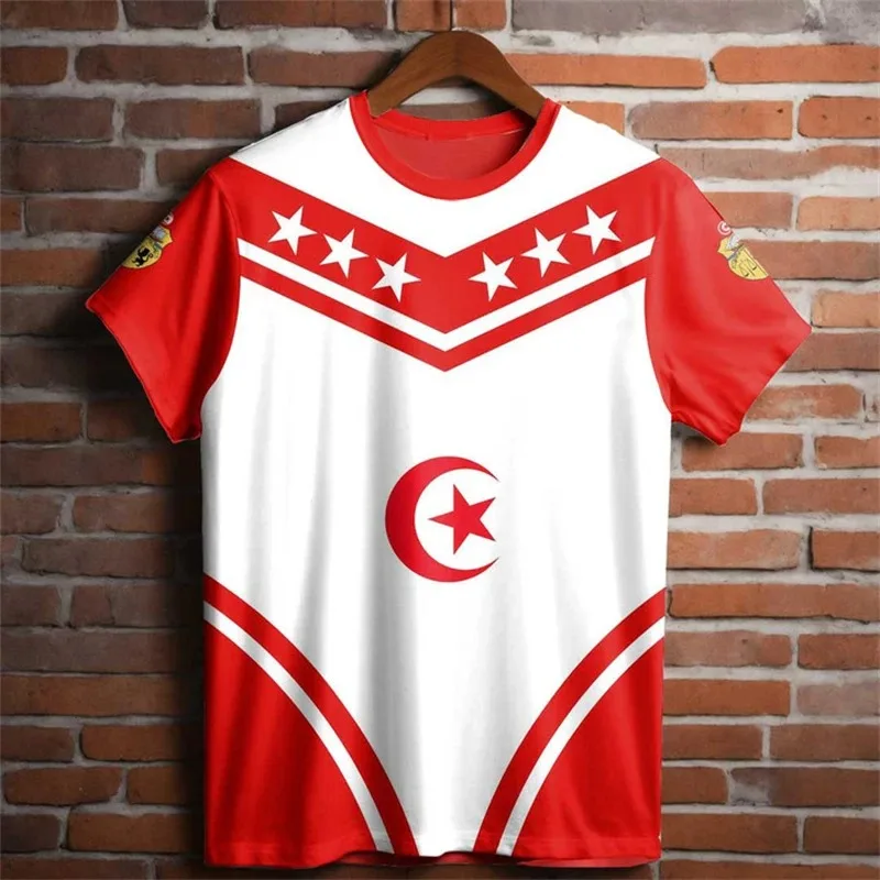 Newest 2024 Tunisia National Emblem 3D Print Polo Shirts Fashion Casual Tunisian Flag Sports Fitness Tops Gym T Shirt Streetwear