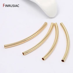 14k Gold Plated Brass 35mm Long Curved Tube Beads Accessories For Jewelry Making Accessories Supplies Findings Wholesale