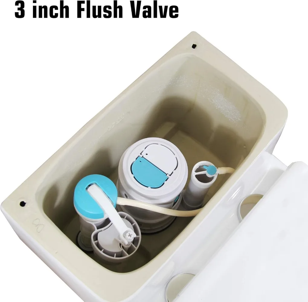 مرحاض ممدود مزدوج القطع من قطعة واحدة، ارتفاع كرسي مريح 17.25 بوصة مع مقعد إغلاق ناعم باللون الأبيض