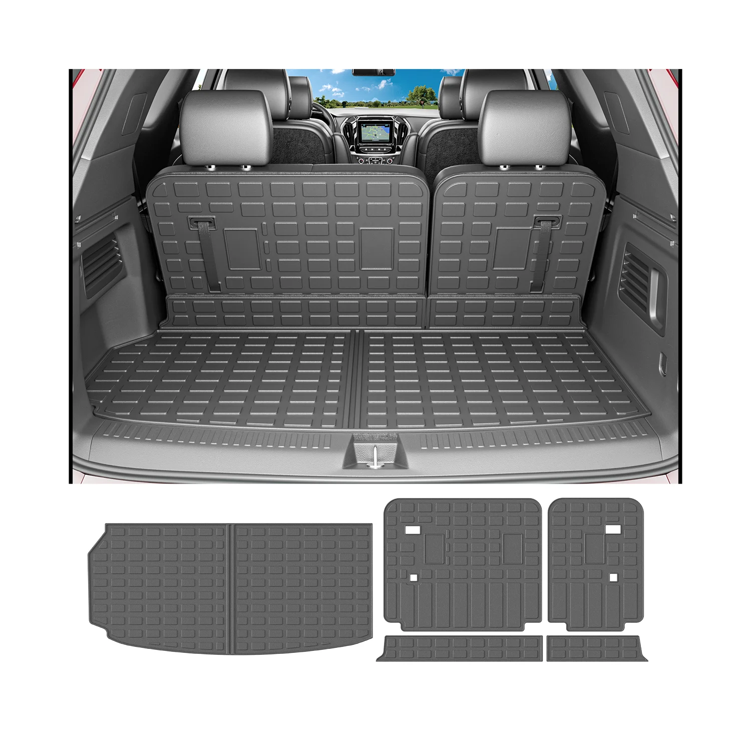 

Rear Backrest Mat Rear Cargo Liner Compatible With 2024 Traverse TPE Textured Trunk Mat and Backrest Liner