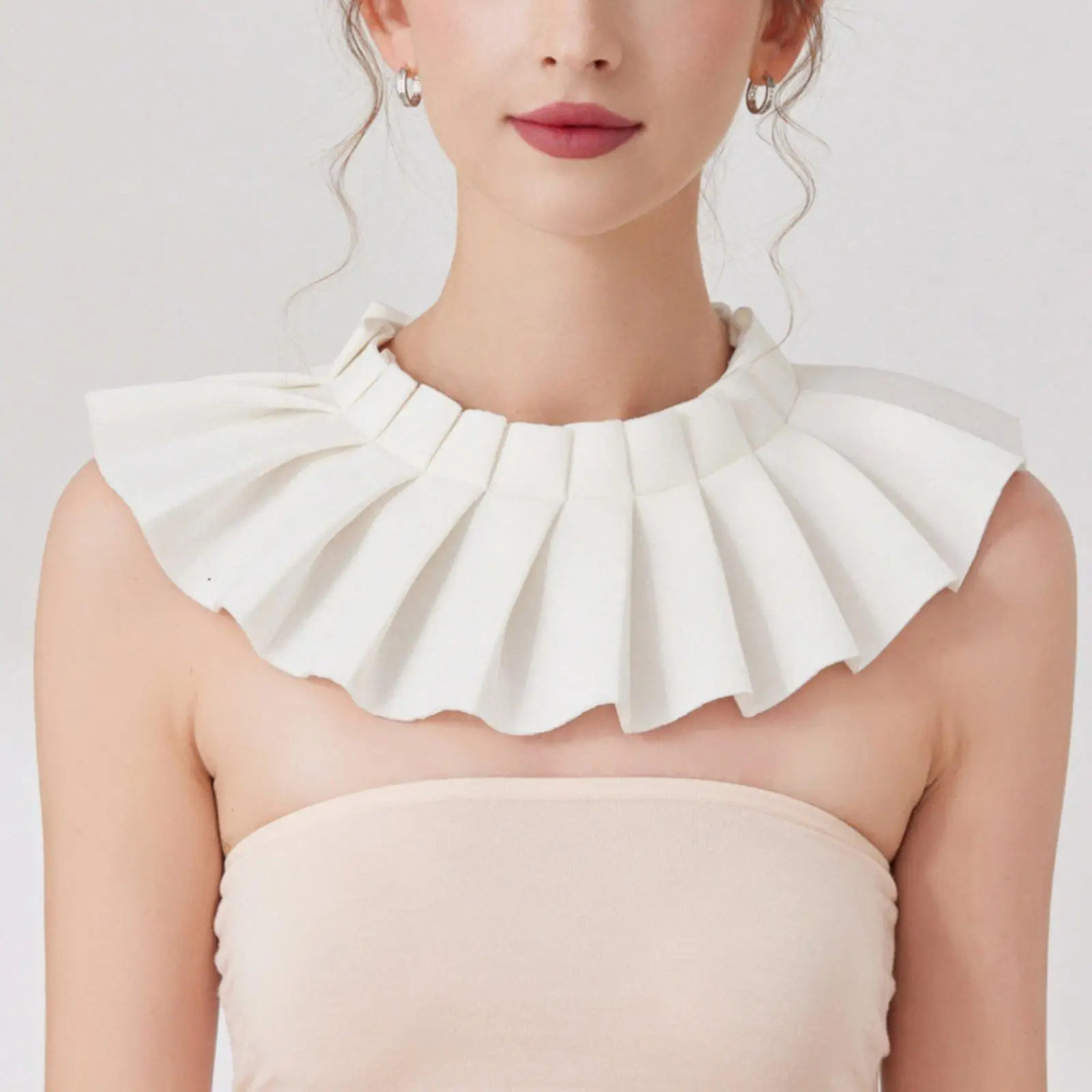 Picture 4: White Chiffon Collar Lightweight Pleated Collar Bib Detachable for Women